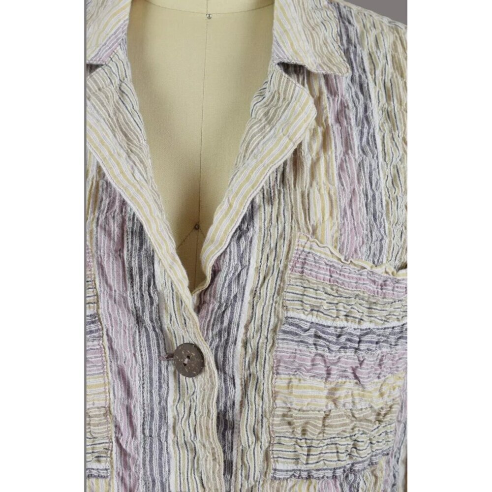 FREE PEOPLE HIGH TIDE PURPLE STRIPED OVERSIZED SHIRT - Picture 5 of 9